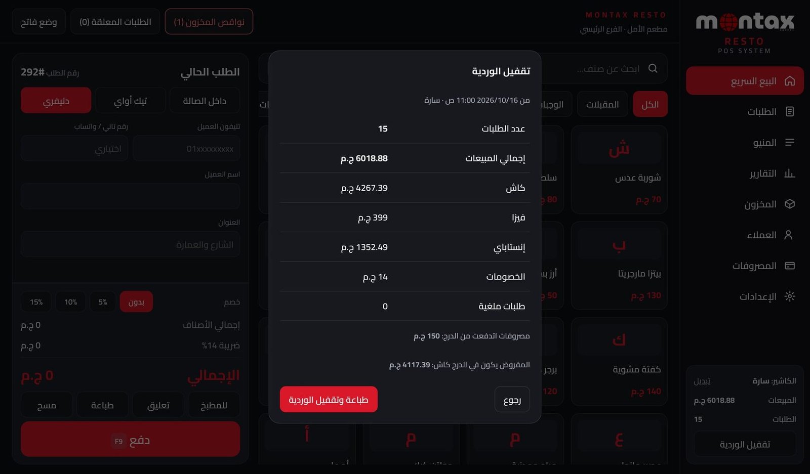 تقفيل الوردية